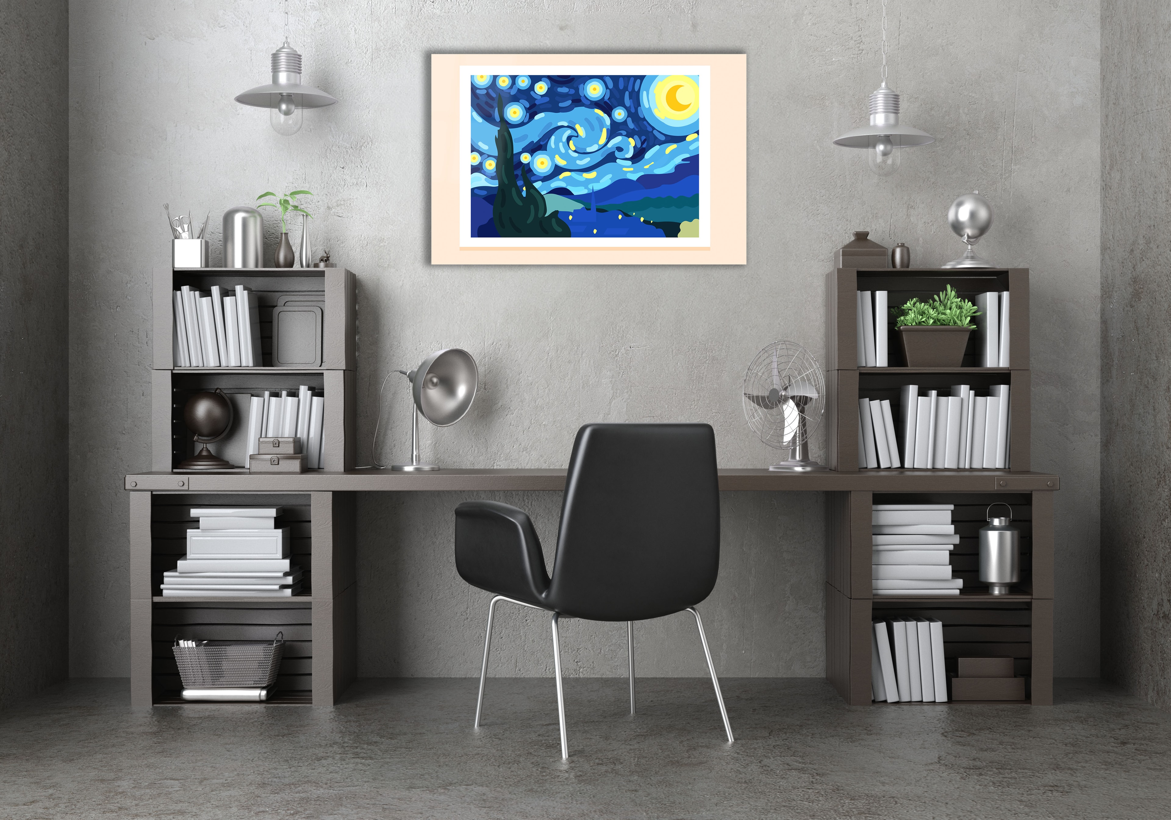 Van Gogh İllüstrasyonu Cam Tablo